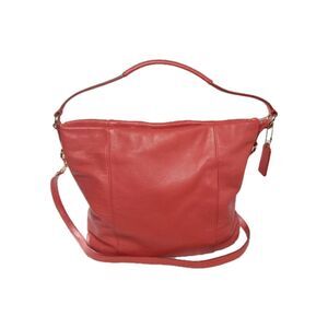 Coach F34511 Isabelle Pebbled Leather  Shoulder Bag Slim Duffle Bag Orange